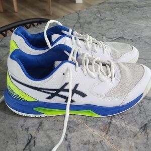 Asics Men's White and Blue Pickleball Shoes